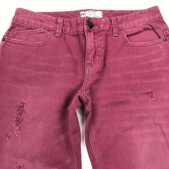 Free People Pink Distressed Cropped Jeans‎ Women 26 - Picture 2 of 8